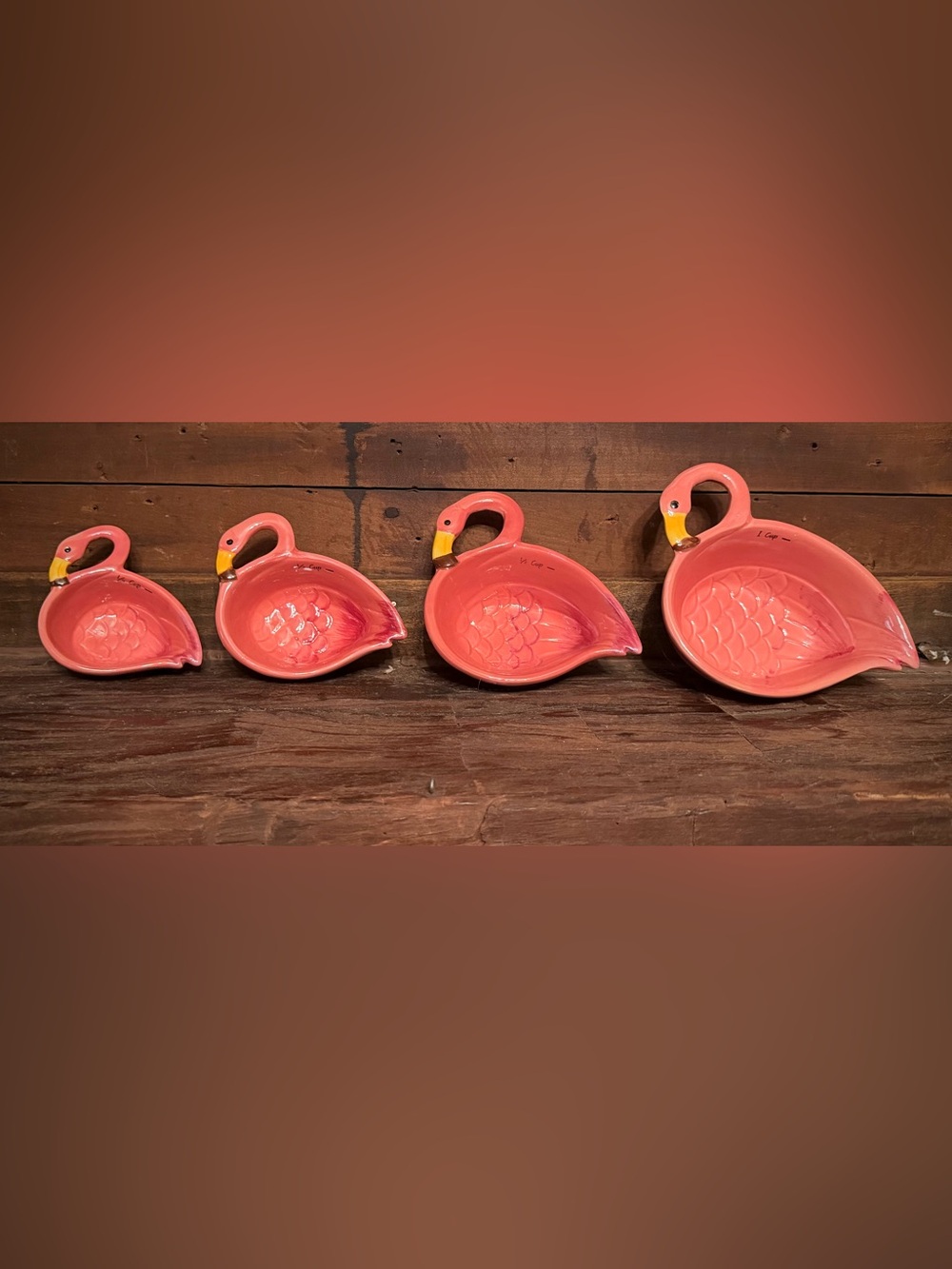 World Market Pink Flamingo Ceramic Nesting Measuring Cups